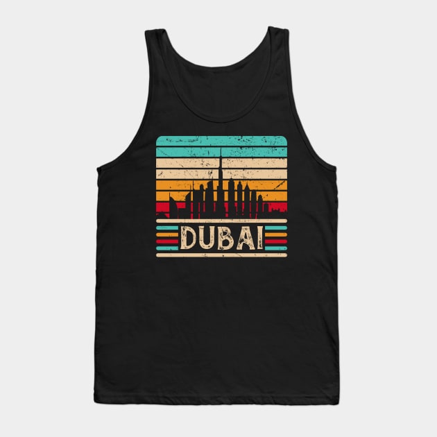 Dubai Skyline Vintage United Arab Emirates Tank Top by Foxxy Merch